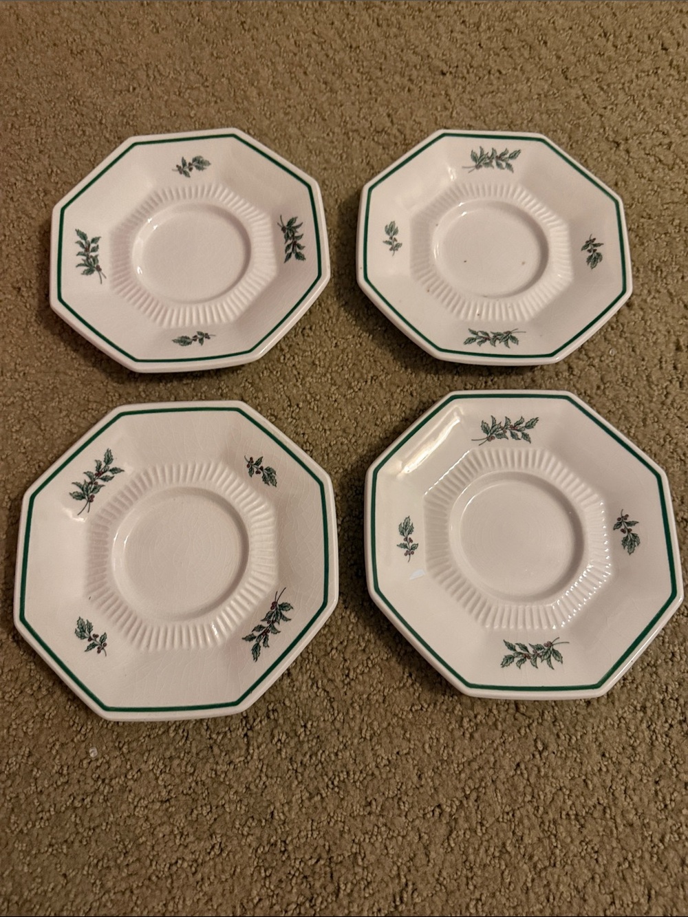Nikko Japan Christmas Holly Saucers Set of 4